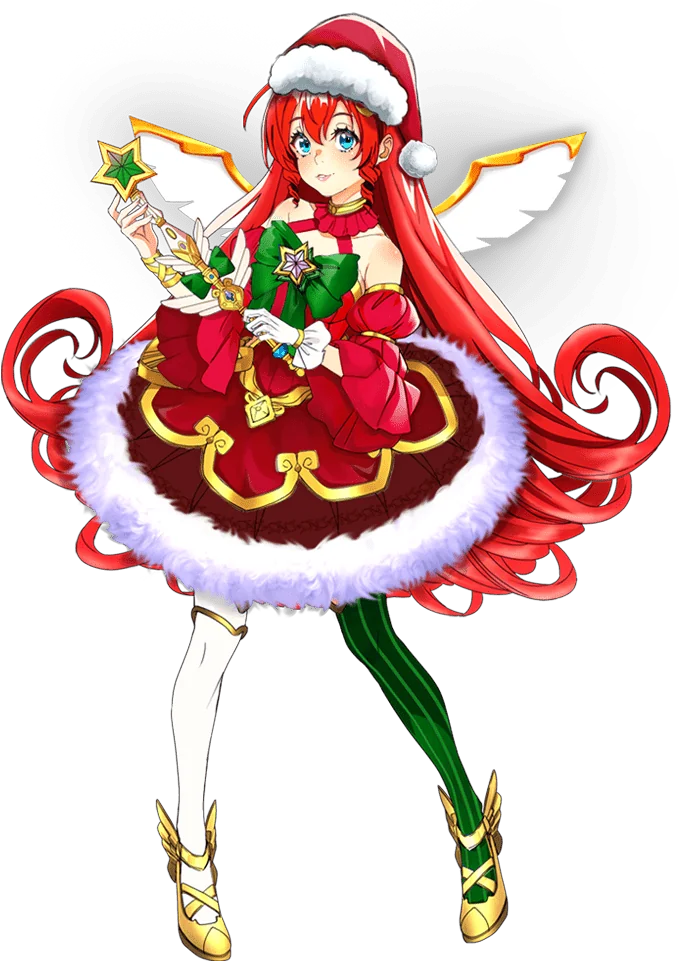 The Starlight Princess in her Christmas dress and Santa hat