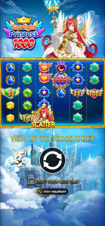 Starlight Princess 1000 intro screen on a phone
