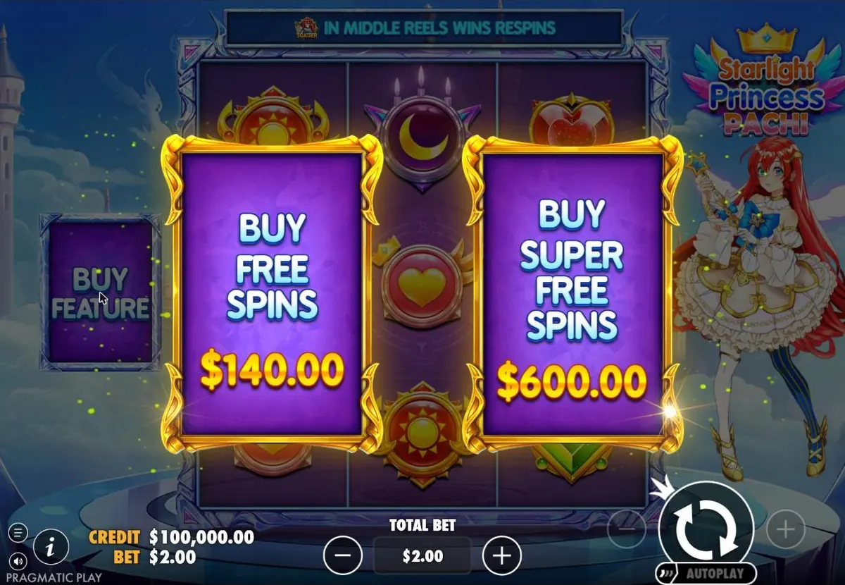 Pachi buy menu with two options