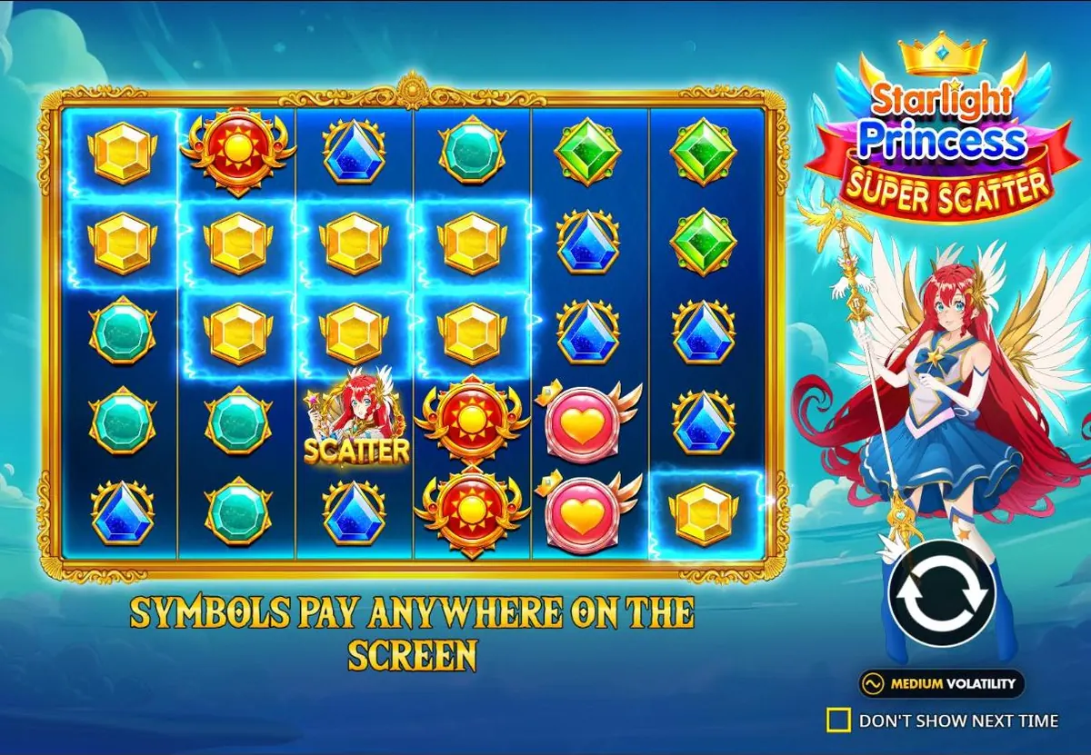 Starlight Princess Super Scatter start screen in the official demo